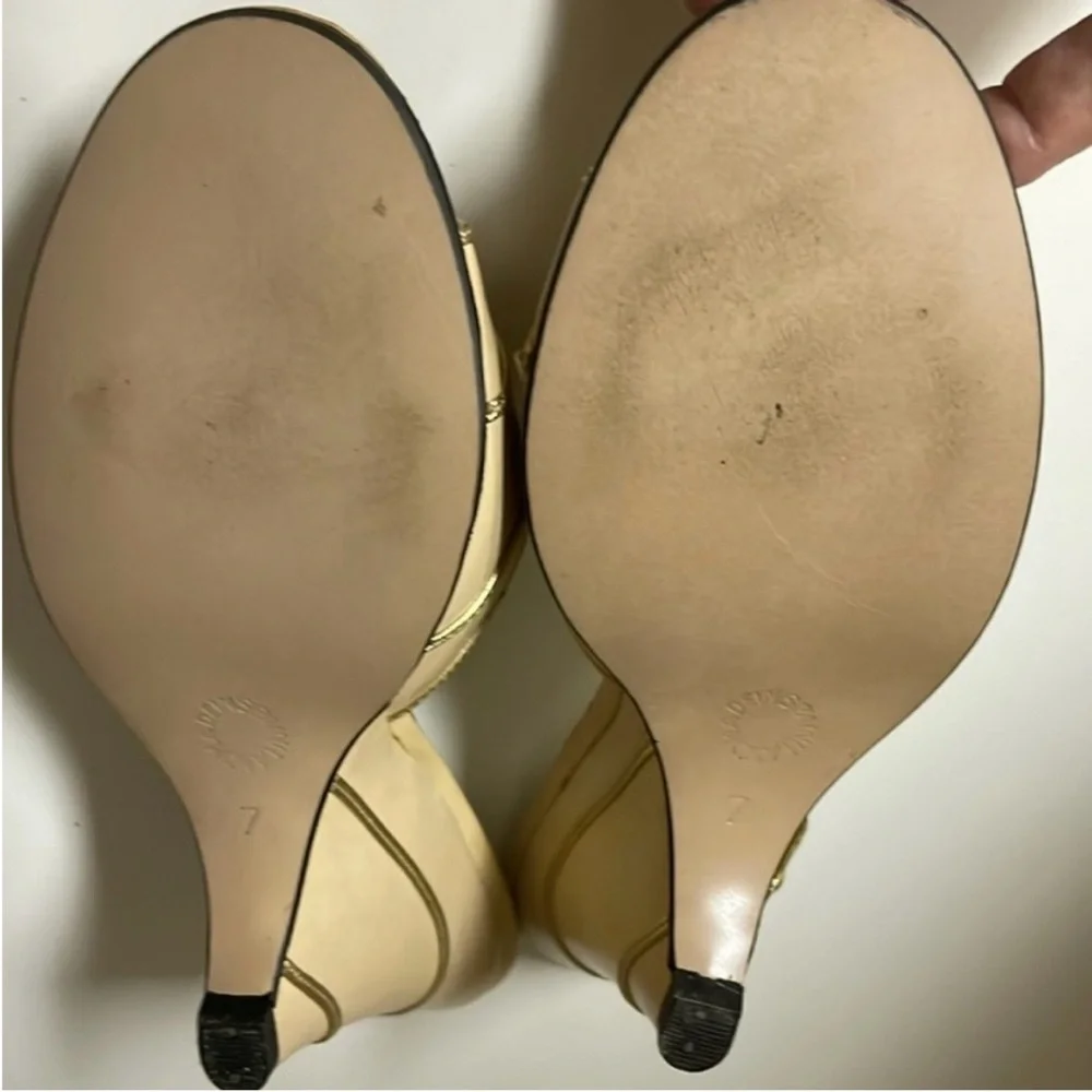 Ria Menorca Women’s Cream With Gold Wedge Heel